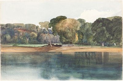 Landschap met bomen en water door James Bulwer