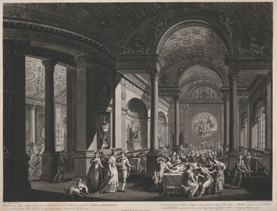 Binnenzicht van de Eetkamer & een Deel van de Balzaal in een Paviljoen opgericht voor een Fete Champetre in de Tuin van de Graaf van Derby door James Caldwall