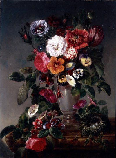 Stilleven van Diverse Bloemen in een Urn door James Charles Ward