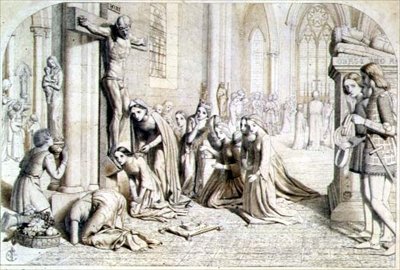 Een incident in het leven van Sint Elizabeth van Hongarije - Compositiestudie, 1850 door James Collinson