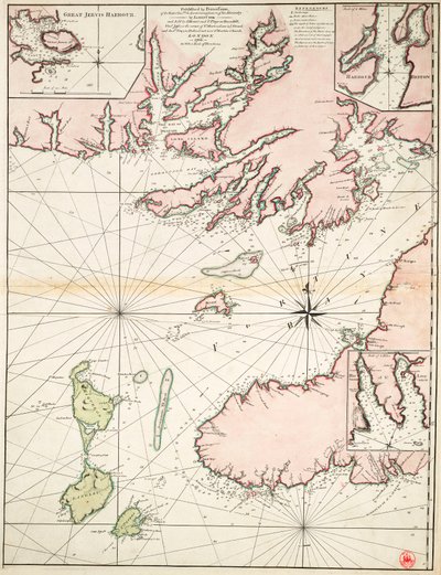 Deel van de zuidkust van Newfoundland inclusief Fortune Bay door James Cook