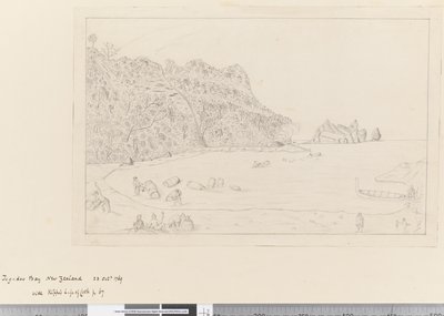 Een Uitzicht op de Waterplaats Tegadoo Bay, Nieuw-Zeeland, 23 okt 1769 door James Cook