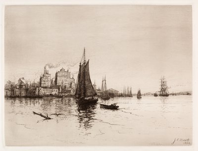 Havenscène, 1884 door James Craig Nicoll