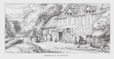 Geboorteplaats van Bunyan (gravure) door James Dawson Watson