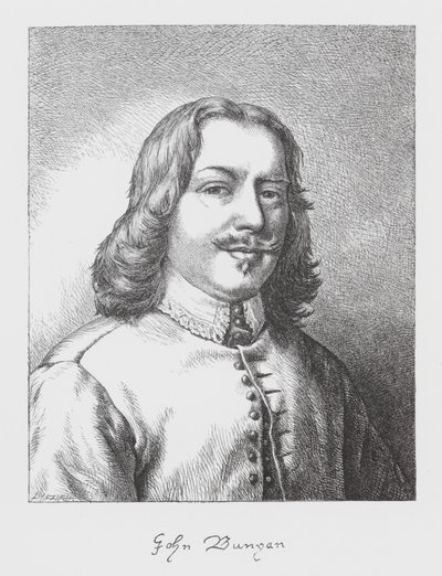 John Bunyan, portret (gravure) door James Dawson Watson