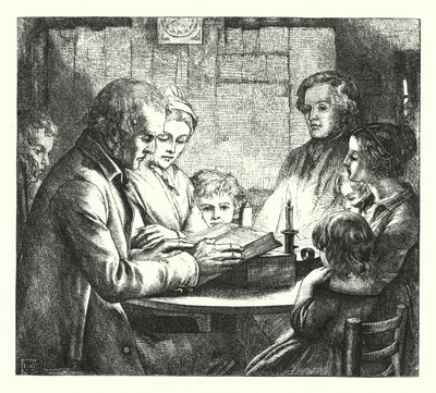 Scène in een Schots Huisje door James Dawson Watson