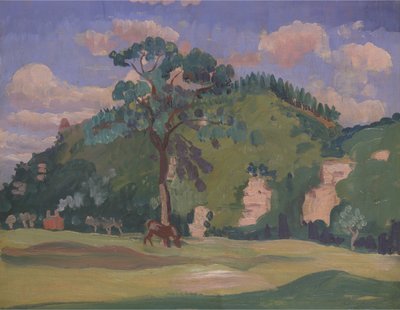Landschap met een Grazend Paard door James Dickson Innes