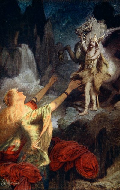 Helgi Hundingsbane keert terug naar Valhalla, 1890 door James Doyle Penrose