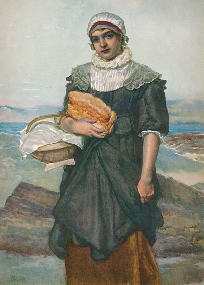 Een Frans vissersmeisje, ca. 1890, 1906 door James Dromgole Linton