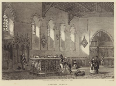 Cobham kerk (gravure) door James Duffield Harding