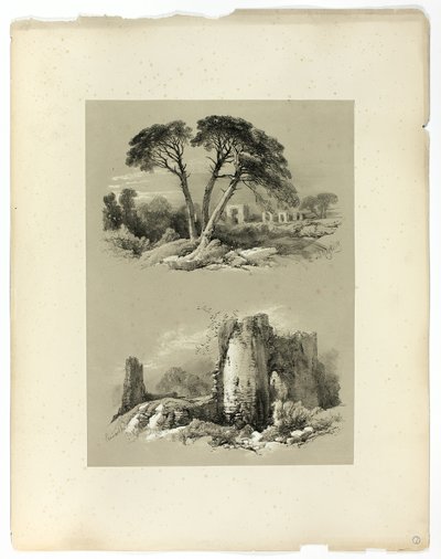 Frejus en Pennard Castle, uit Picturesque Selections door James Duffield Harding