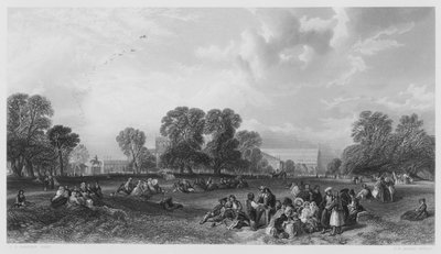Hyde Park in 1851, uit het schilderij in de Koninklijke Collectie door James Duffield Harding