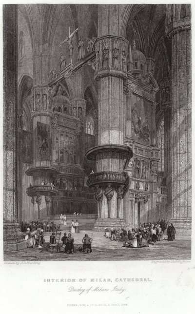 Interieur van de Kathedraal van Milaan door James Duffield Harding