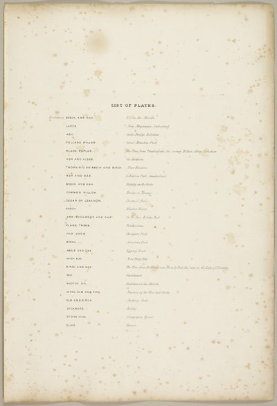 Lijst van platen, uit Het Park en het Bos door James Duffield Harding