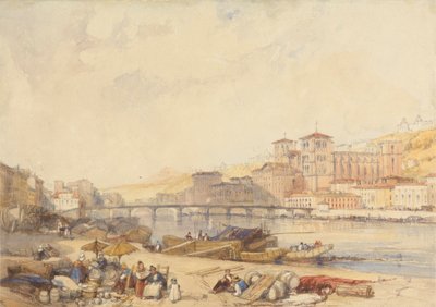 Lyon vanaf de kade aan de Rhône door James Duffield Harding