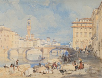 Ponte Santa Trinità, Florence, voor 1832 door James Duffield Harding