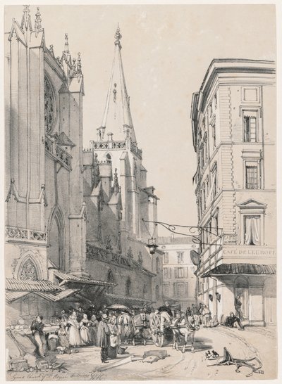Schetsen thuis en in het buitenland: Lyons Kerk van St. Hezier door James Duffield Harding