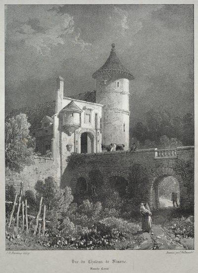 Pittoreske en romantische reizen in het oude Frankrijk. Franche-Comté: Uitzicht op het Kasteel van Frasne door James Duffield Harding
