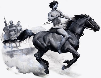 Alexander de Grote op Bucephalus (gouache op papier) door James Edwin McConnell