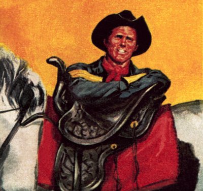 Cowboy met zijn zadel door James Edwin McConnell