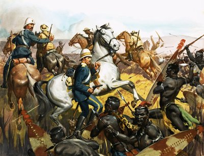 Lodewijk Napoleon, keizerlijke prins, op het punt gedood te worden door Zoeloes door James Edwin McConnell