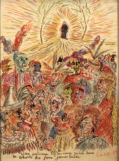België, Heldere Aanwezigheid Verloren in Gekkenhof door James Ensor