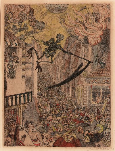 De Dood Achtervolgt de Menselijke Kudde door James Ensor