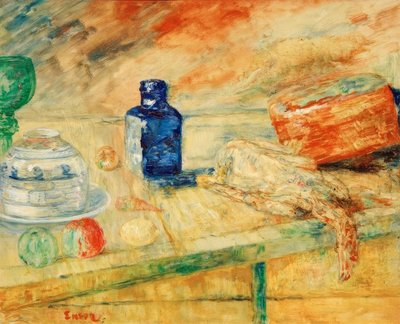 De blauwe flacon door James Sidney Ensor