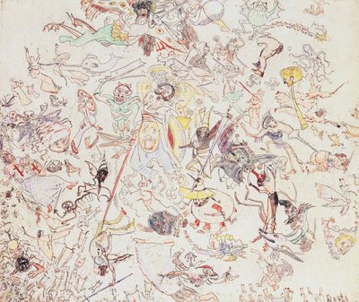 Duivels die engelen en aartsengelen slaan door James Ensor