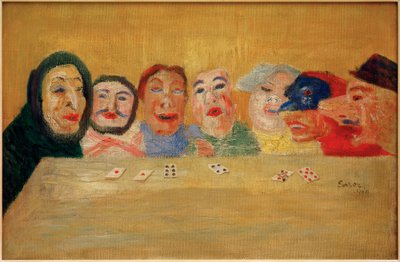 Kaartspelende maskers door James Sidney Ensor