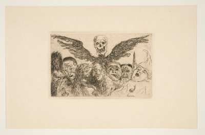 De zeven hoofdzonden gedomineerd door de dood, uit de portfolio Les péchés capitaux door James Ensor