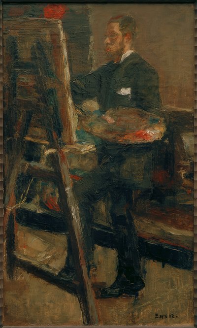 Portret van Willy Finch aan de ezel door James Sidney Ensor