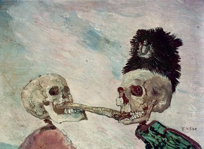 Skeletten die vechten om een Haring door James Ensor