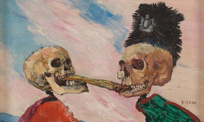 Skeletten vechten om een Gepekelde Haring, 1891 door James Ensor