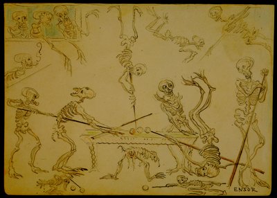 Skelette beim Billardspielen door James Ensor
