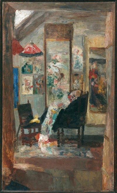 Skelet kijkt naar chinoiserieën, 1885 door James Ensor
