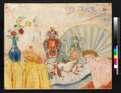 Stilleven met Chinees aardewerk door James Ensor