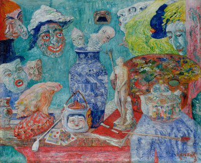 Stilleven met Maskers (Bric-a-Brac) 1896 door James Ensor