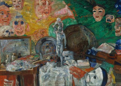 Stilleven in het atelier of de attributen van de kunst door James Ensor