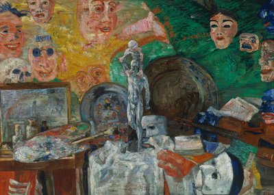 Stilleven in het atelier of Attributen van de Kunsten door James Ensor