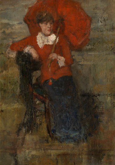 De Dame met Rode Parasol door James Ensor