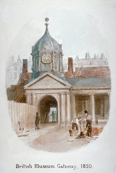Poort naar het oude British Museum Montague House, Bloomsbury, Londen, 1850 door James Findlay