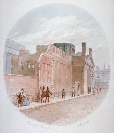 Deel van een muur van het oude British Museum, Bloomsbury, Londen, 1850 door James Findlay