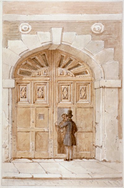 Uitzicht op houten poorten gedateerd 1631, op nr. 46 Lime Street, 1855 door James Findlay