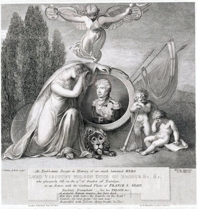 Iconische tekening ter nagedachtenis aan onze overleden held Lord Viscount Horatio Nelson (1758-1805) door James Fittler