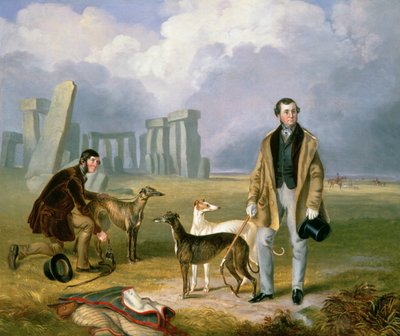 Charles Randell met Windhonden, 1849 door James Flewitt Mullock