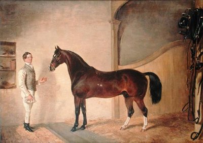 Groom met jager op Tredegar Estate, Monmouthshire door James Flewitt Mullock
