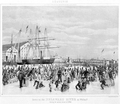Scène op de Delaware-rivier in Philadelphia tijdens de strenge winter van 1856 door James Fuller Queen
