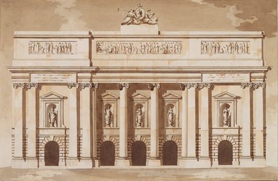 Opstand voor de westelijke gevel van het Parlementshuis, Dublin, ca.1787 door James Gandon
