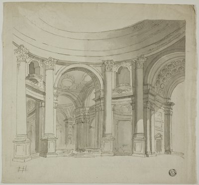 Interieur van koepelkerk door James Gandon